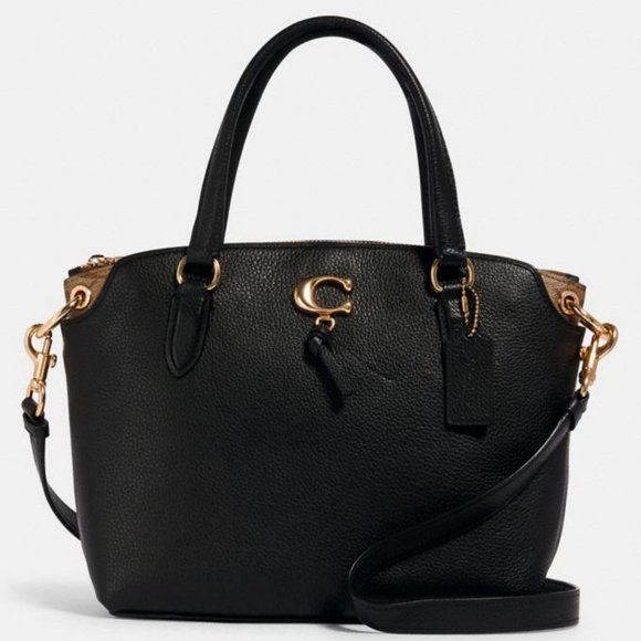 NWT COACH LARGE REMI SATCHEL HANDBAG LEATHER BLACK - Picture 1 of 4